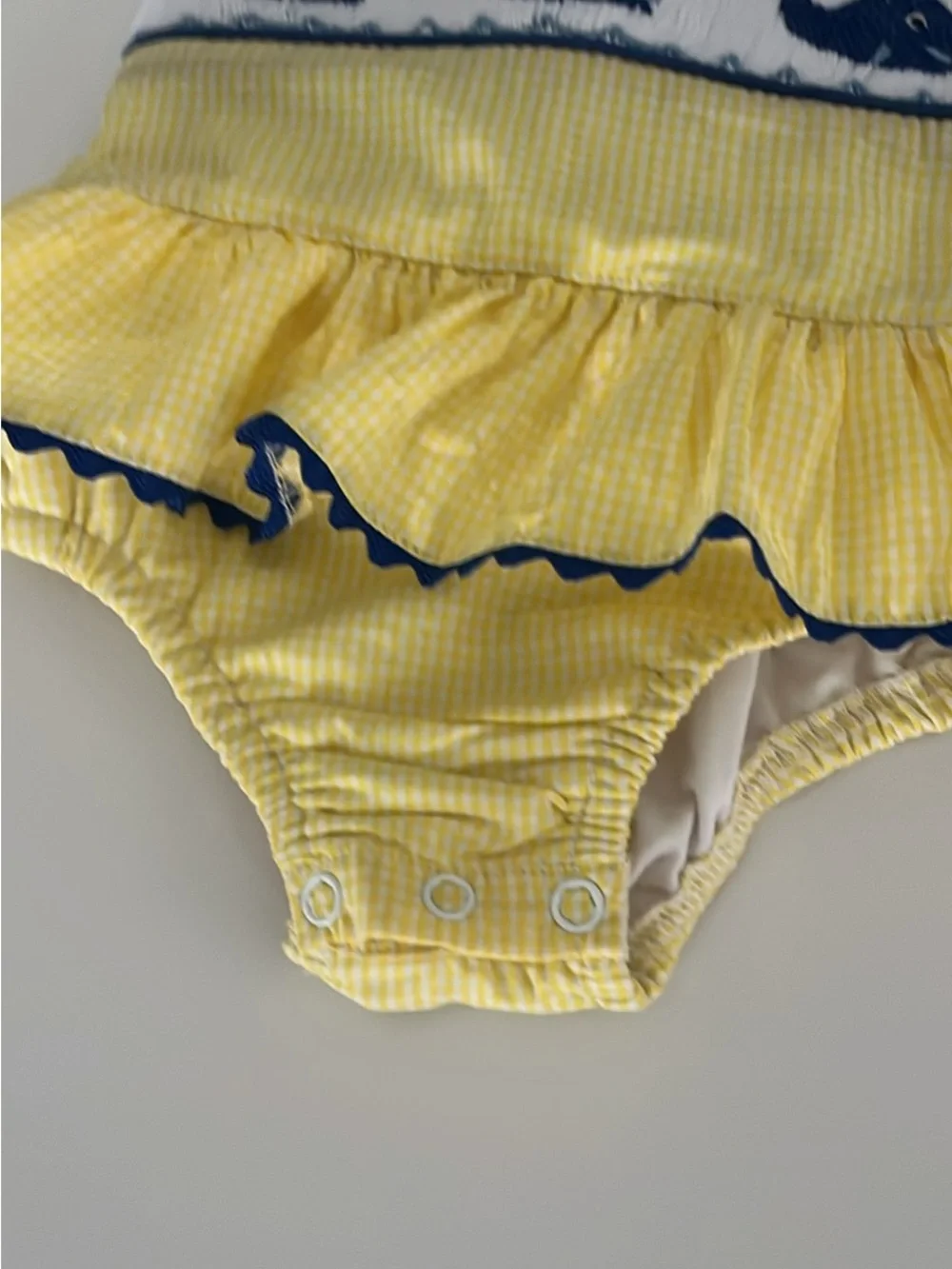 Yellow Whale Smocked One-Piece Swimsuit for Kids